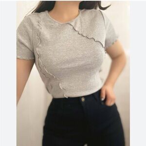 WILD FABLE NWT Gray short sleeve crop top